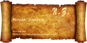 Novák Zenina névjegykártya